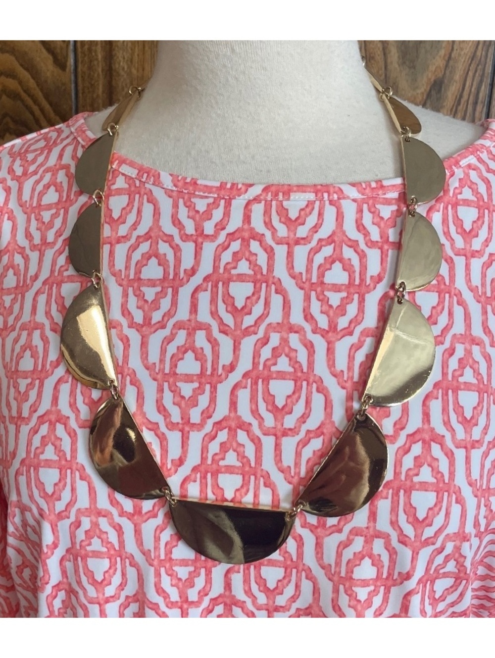 Natasha Collection gold-tone half-moon cutout bib statement necklace,